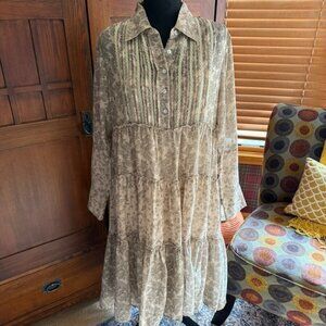 Sundance Floral Print Flowy Tiered Dress with Underslip